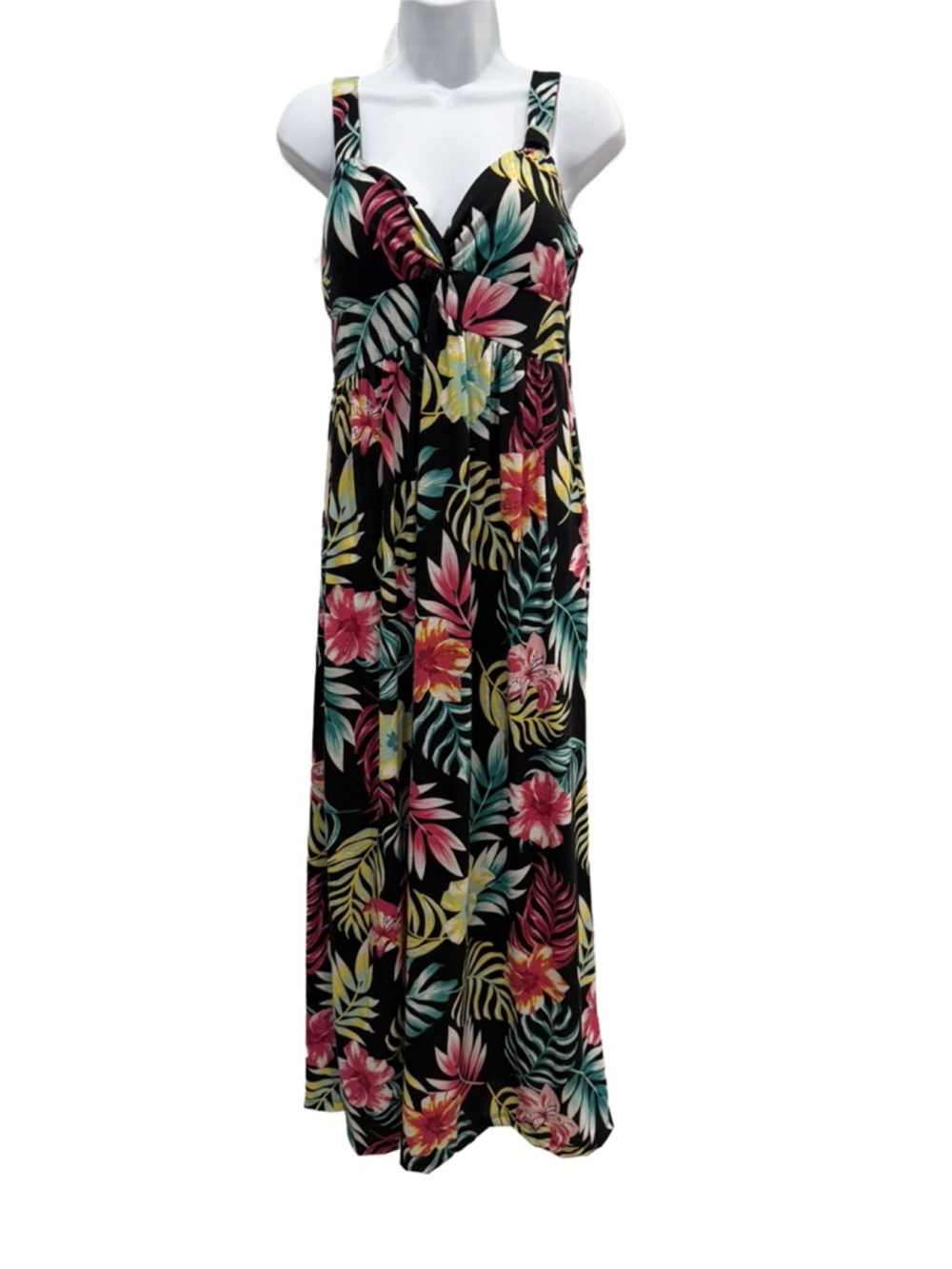 Floral Maxi Dress with Tropical Print Size Extra Small